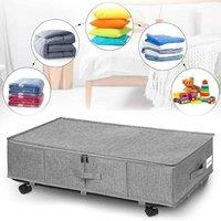 SPETLEK 1xUnderbed Storage Box Wheels Lid Clothes in Grey | Size: Large