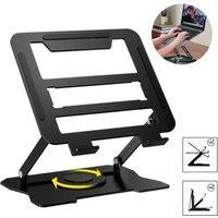 VOGREX Metal Portable Laptop Tablet Stand Riser Adjustable Holder For Desk in Black