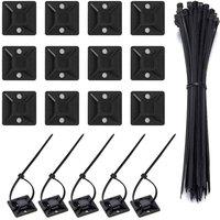 SPETLEK Self Adhesive Cable Wire Nylon Tie Mounts Cord Clips in Black | Size: 10000mm x 520mm