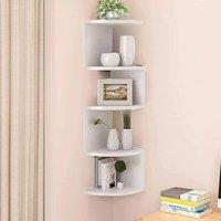 EONLION 5 Tier Floating Wall Shelves Corner Shelf in White | Size: 500mm