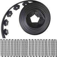 NESTLUNE 10m L-Shape Flexible Garden Lawn Edging in Black | Size: 100 cm x 15 cm