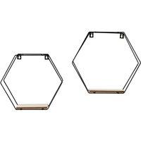 Kelvenix black Set of 2 Metal Wired Hexagon Wall Floating Shelves | Size: 0.6m2