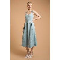 Oasis Women's Embellished Sweetheart Midi Dress in Cornflower Blue | Size: 14