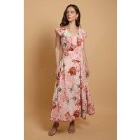 Oasis Women's Cape Sleeve Lace Hem Midaxi Dress in Pink | Size: 8