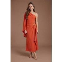 Coast Women's Metal Detail One Shoulder Midi Dress in Rust | Size: 14