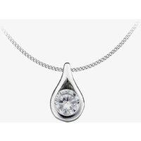 T.H.Baker Women's Silver Clear Tear Drop Pendant GK-P146C | Size: 16-18inch