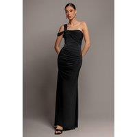Goddiva Women's One Shoulder Asymmetric Twist Maxi Dress in Black | Size: 8