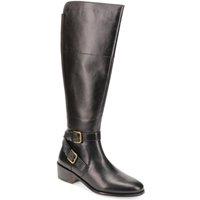 Jones Bootmaker Women's Phoebe Wide Calf Fit Leather Knee Boots in Black | Size: 4