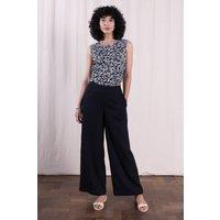 Nomads Clothing Women's Women Linen Wide Leg Plain Trousers in Black | Size: 18