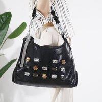 PEACH ACCESSORIES Women's Metallic Jewells Encrusted Hobo Bag in Black