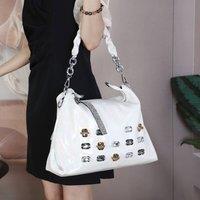 PEACH ACCESSORIES Women's Metallic Jewells Encrusted Hobo Bag in Ivory