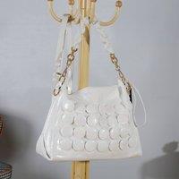 PEACH ACCESSORIES Women's 3D Dot Slouchy Shoulder Bag with Rhinestone Accents in Ivory