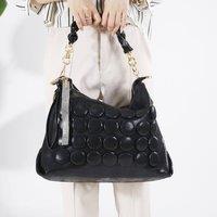 PEACH ACCESSORIES Women's 3D Dot Slouchy Shoulder Bag with Rhinestone Accents in Black
