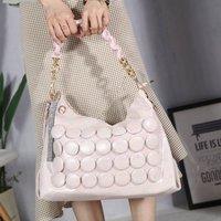 PEACH ACCESSORIES Women's 3D Dot Slouchy Shoulder Bag with Rhinestone Accents in Baby Pink