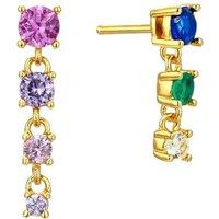 Gold Trip Women's Rainbow Multi Gemstone Asymmetric Earrings in Gold