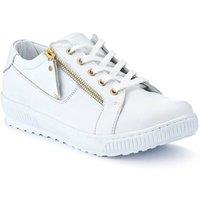 Jones Bootmaker Women's Padova Wide-Fit Leather Trainers in White | Size: 6