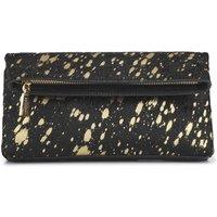 Jones Bootmaker Women's Wylie Fold-Over Metallic Clutch in Black