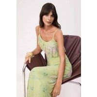 WOVCOR Women's Floral Print Maxi Dress with Ruffle Detail & Scoop Neckline | Size: Large