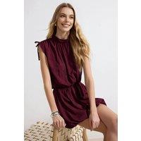 WOVCOR Women's Balloon Hem Sleeveless Mini Woven Dress with Structured Fit in Plum | Size: 8