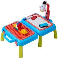 Living and Home Kids Drawing Projector Activity Table with Building Blocks Board