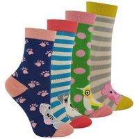 Miss Sparrow Girl's 4 Pack Novelty Bamboo Socks in a Gift Box | Size: 4-6 Years