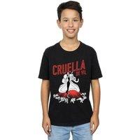 Disney Boy's Cruella De Vil Dalmatians T-Shirt in Black | Size: 7-8 Years