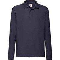 Fruit of the Loom Long Sleeve Pique Polo Shirt in Mid Navy | Size: 3-4 Years