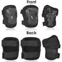 Kelvenix Set of 6 Adult Wrist Elbow Knee Pads in Black | Size: 0-12 m