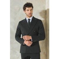Burton Men's Black Textured Wide Lapel Double Breasted Blazer | Size: 40S