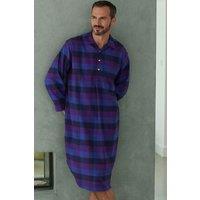 British Boxers Men's "Berwick" Check Brushed Cotton Nightshirt in Plum | Size: Large
