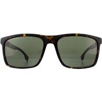 Hugo Boss Men's Rectangle Dark Havana Green Sunglasses in Brown