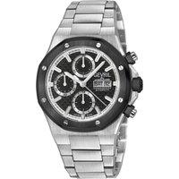 Gevril Men's Kingsgate Chronograph Black Bezel, Black Dial, SS Satin Bracelet in Silver
