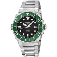 Gevril Men's Fortuna Swiss Made Sellita SW200 Green Ceramic Bezel/Black Enamel dial in Silver