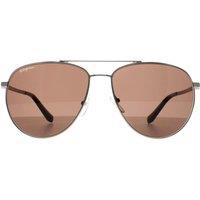 Salvatore Ferragamo Men's Aviator Silver Brown Polarized SF157S