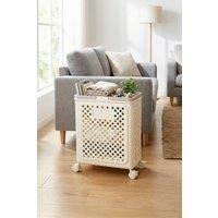 Living and Home Foldable Laundry Basket Laundry Hamper Dirty Clothes Organizer with Wheels in Cream | Size: Medium