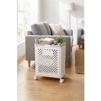 Living and Home Foldable Laundry Basket Laundry Hamper Dirty Clothes Organizer with Wheels in White | Size: Medium