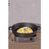 Living and Home Cast Iron Frying Pan Non Stick Griddle Pre-Seasoned Grill Cookware 32.5cm W x 7cm H in Black | Size: 32.5 cm W x 7 cm H