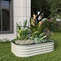 Living and Home Galvanized Steel Outdoor Raised Garden Bed in White | Size: Small