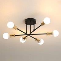 COMELY Industrial Chandelier, 6 Lights Vintage Gold & Black Ceiling Lights