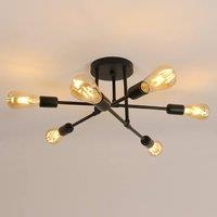 COMELY Ceiling Light, 6 Lights E27 Modern Chandelier Ceiling Light, Black