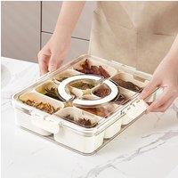 Living and Home 8-Compartment Fridge Storage Container 8 Detachable Inner Boxes with Lid & Handles in White