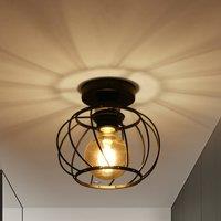 Pheashine Black 19cm Square Iron Ceiling Light E27 Modern Small Space