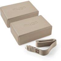 Myga 2 Yoga Blocks & Strap Set in Brown