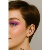 Otis Jaxon London Single Sterling Silver Double Circle Ear Cuff Earring in Black | Size: Small
