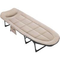 Lishetimig Foldable Camping Bed with Adjustable Head Rest in Beige