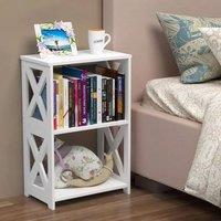 VOGREX Small Side Table With Storage Bedside Nightstand Tea Sofa End Table in White