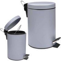 VOGREX 3 LITRE SMALL PEDAL BIN BATHROOM KITCHEN TOILET RUBBISH GREY