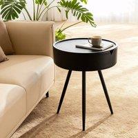 VOGREX Modern Round Side Table Bedside Nightstand Coffee Table Black