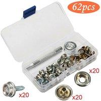 VOGREX Snap Fasteners Press Studs Kit Poppers Leather Button Tool 62PCS in Silver