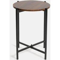 Havendro Small Round Dark Wood Coffee Side Table for Living Room in Brown